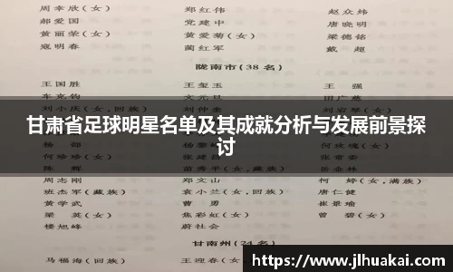 甘肃省足球明星名单及其成就分析与发展前景探讨